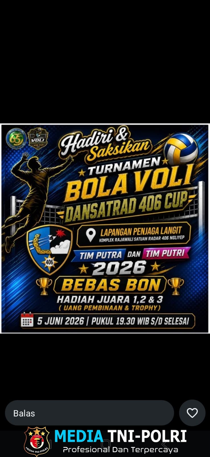 Turnamen Bola Voli Dansatrad 406 Cup 2026 Siap Digelar, Ayo Ramaikan dan Meriahkan Ajang Prestasi Putra-Putri di Ngliyep
