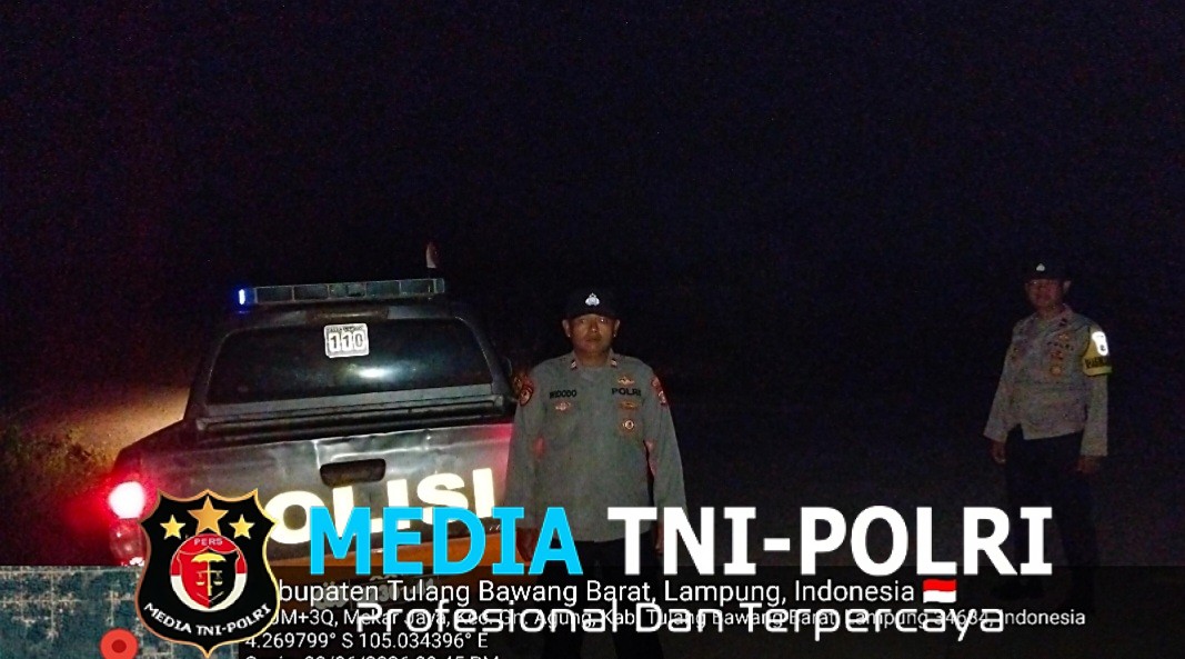 Ciptakan Situasi Kamtibmas Aman Kondusif, Polsek Gunung Agung Gelar Patroli Rawan Malam Hari