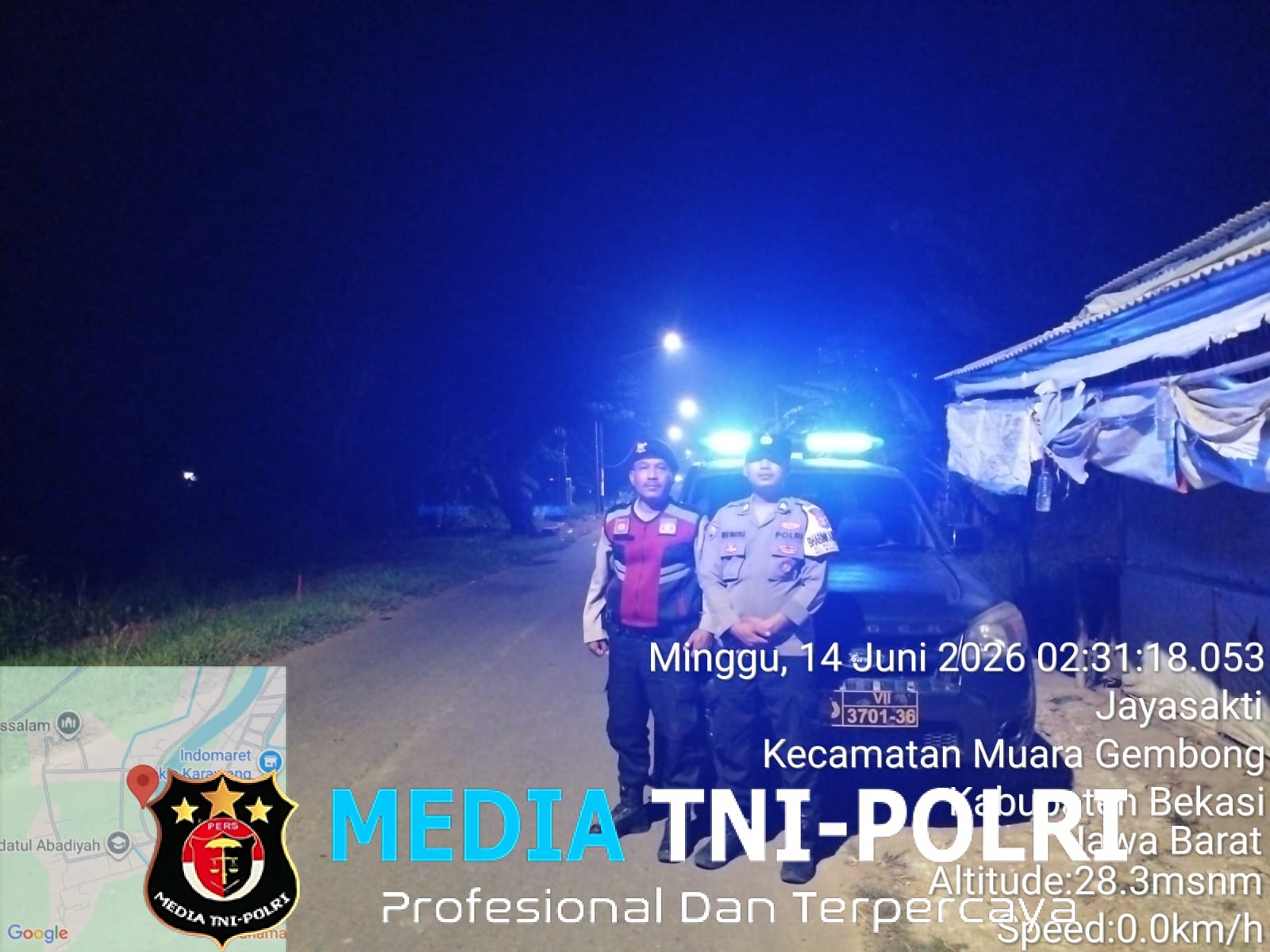 Patroli Biru KRYD di Muara Gembong, Polisi Hadir Jaga Rasa Aman Warga Hingga Dini Hari