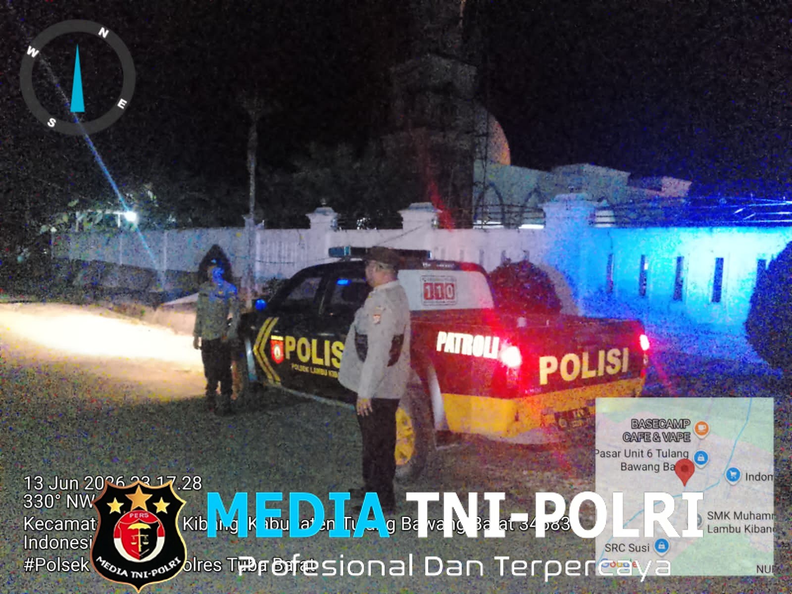 Polsek Lambu Kibang Tingkatkan Patroli Rawan Malam Hari Di Titik Rawan Kriminalitas