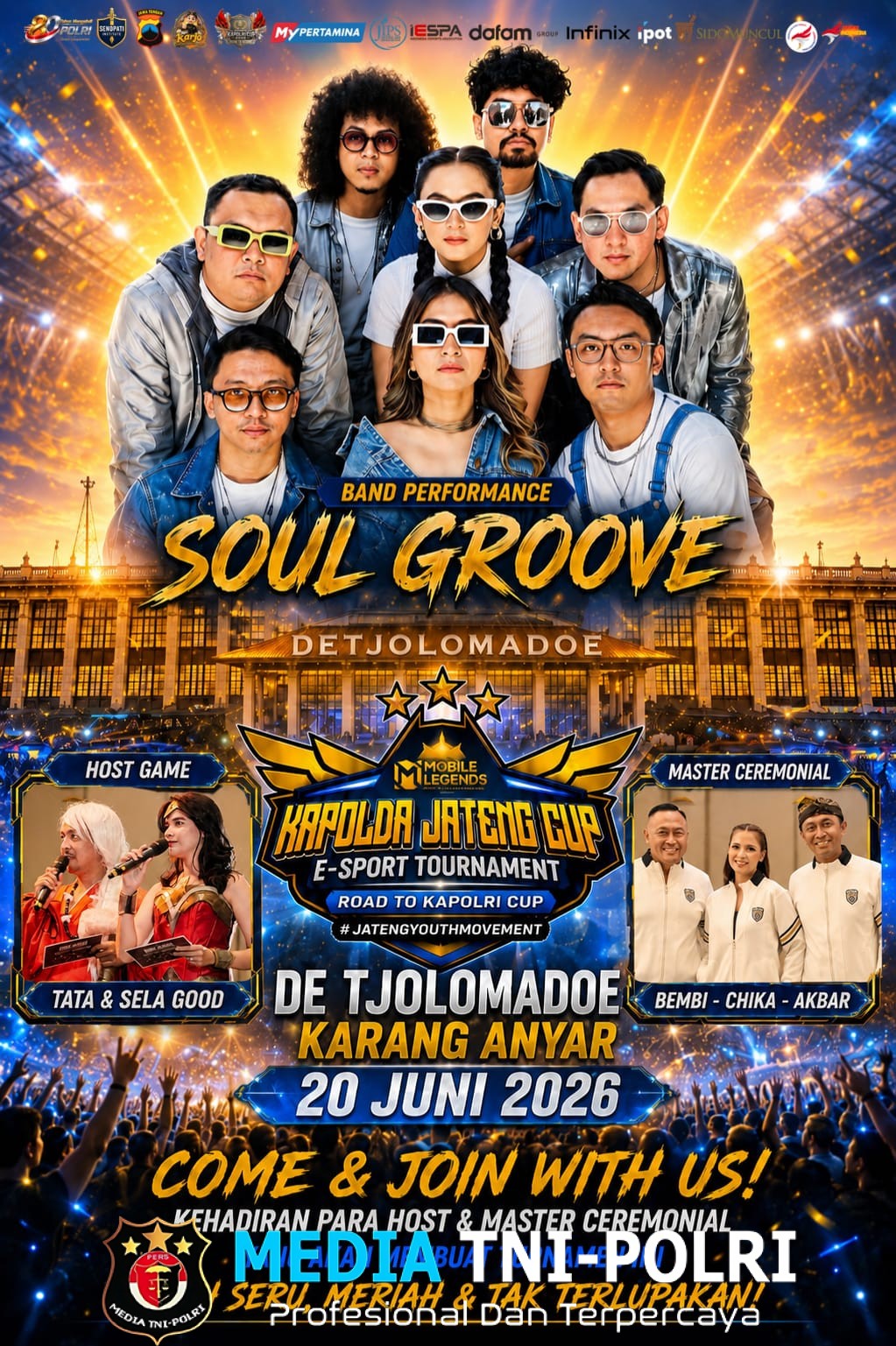 Soul Groove Band Siap Guncang Panggung Turnamen E-Sport Kapolda Jateng Cup 2026 di De Tjolomadoe Akhir Pekan Ini