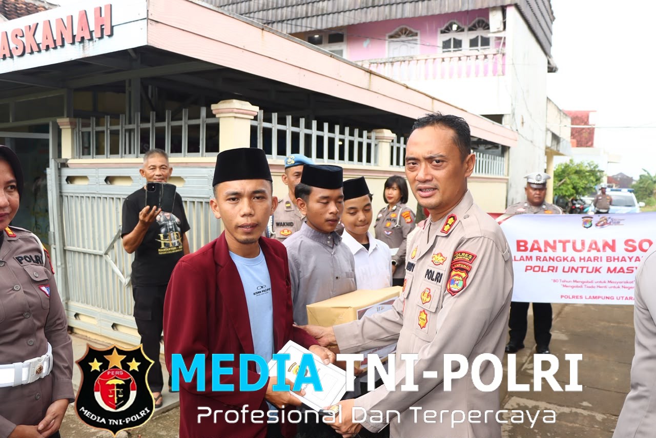 Sambut Hari Bhayangkara ke-80, Polres Lampung Utara Salurkan 250 Paket Sembako ke Rumah Tahfiz dan Panti Asuhan Al Maskanan