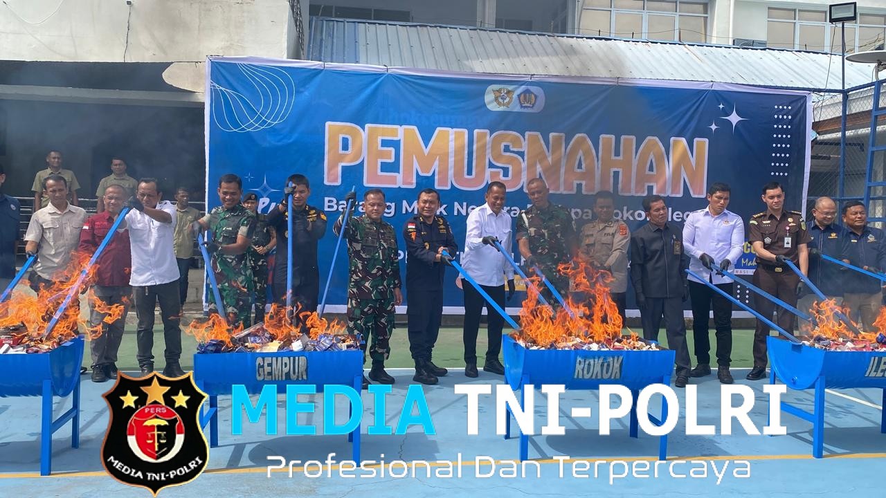 Dandim 0103/Aceh Utara Hadiri Pemusnahan 22,2 Juta Batang Rokok Ilegal