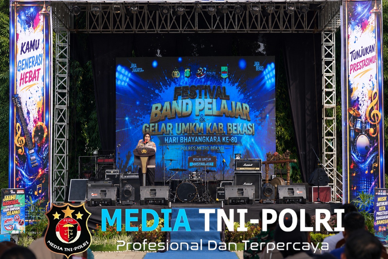 Jaga Jakarta Jaga Bekasi, Forkopimda Apresiasi Festival Band Pelajar Kapolres Metro Bekasi Sambut HUT Bhayangkara ke-80