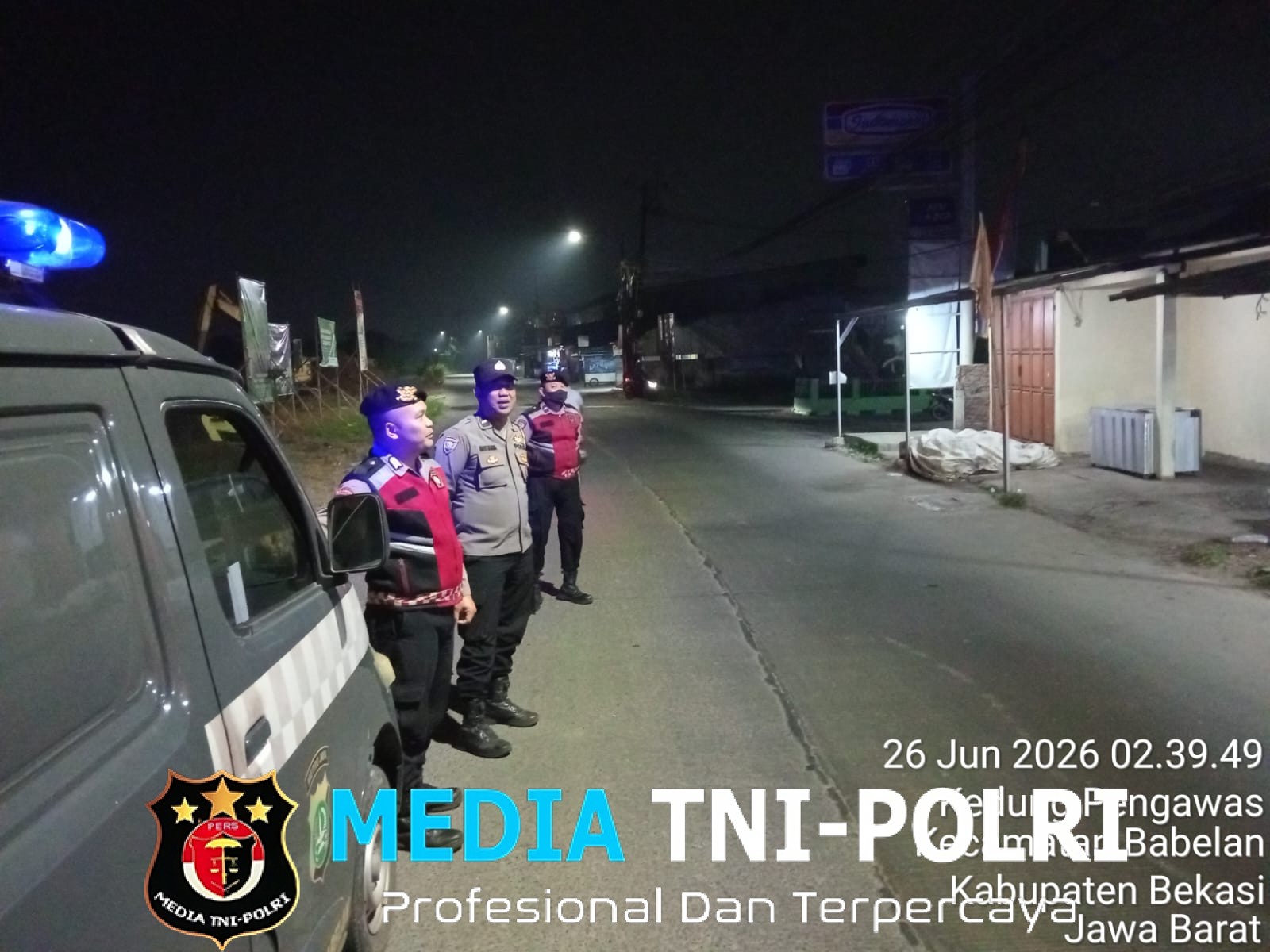 Jaga Jakarta Jaga Bekasi, Polsek Babelan Gelar Patroli Biru di Jalan Raya Kedung Pengawas