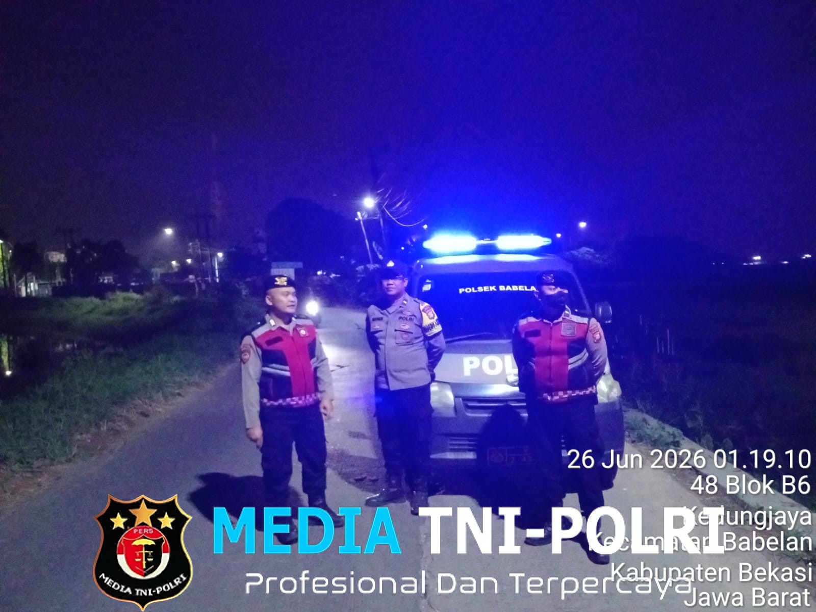 Jaga Jakarta Jaga Bekasi, Polsek Babelan Patroli Biru di Jalan Raya Pertamina Kedung Jaya