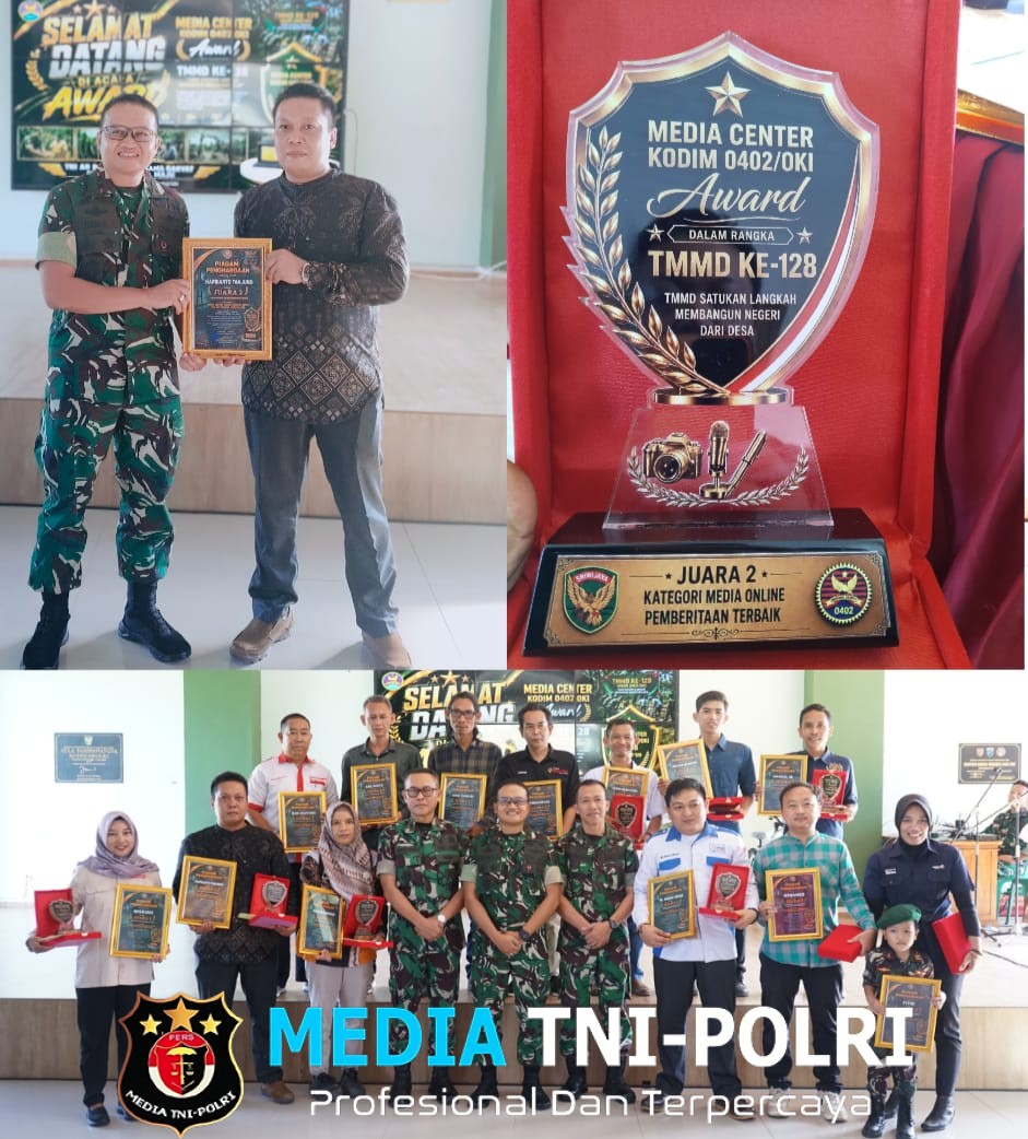Sukses Dukung Publikasi TMMD Ke-128, Jurnalis Sekaligus Wapimred mediatni-polri.com Haprianto Tanjung Raih Juara 2 Pemberitaan Terbaik dari Kodim 0402/OKI