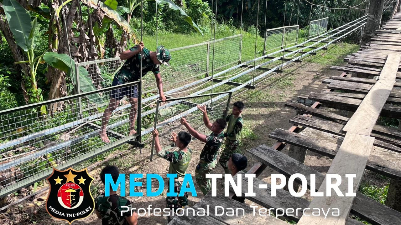 Progres 66 Persen, Satgas Bakti TNI Percepat Pembangunan Jembatan Gantung Sungai Sowu