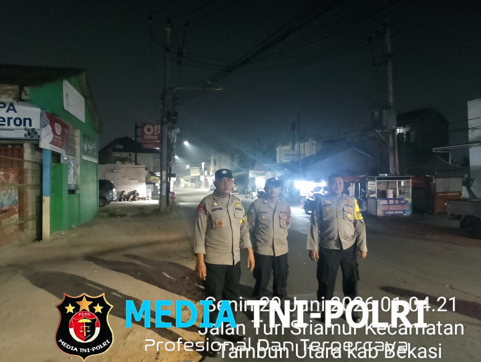 Jaga Jakarta Jaga Bekasi, Patroli KRYD Polsek Tambun Selatan Sisir Empat Titik Rawan