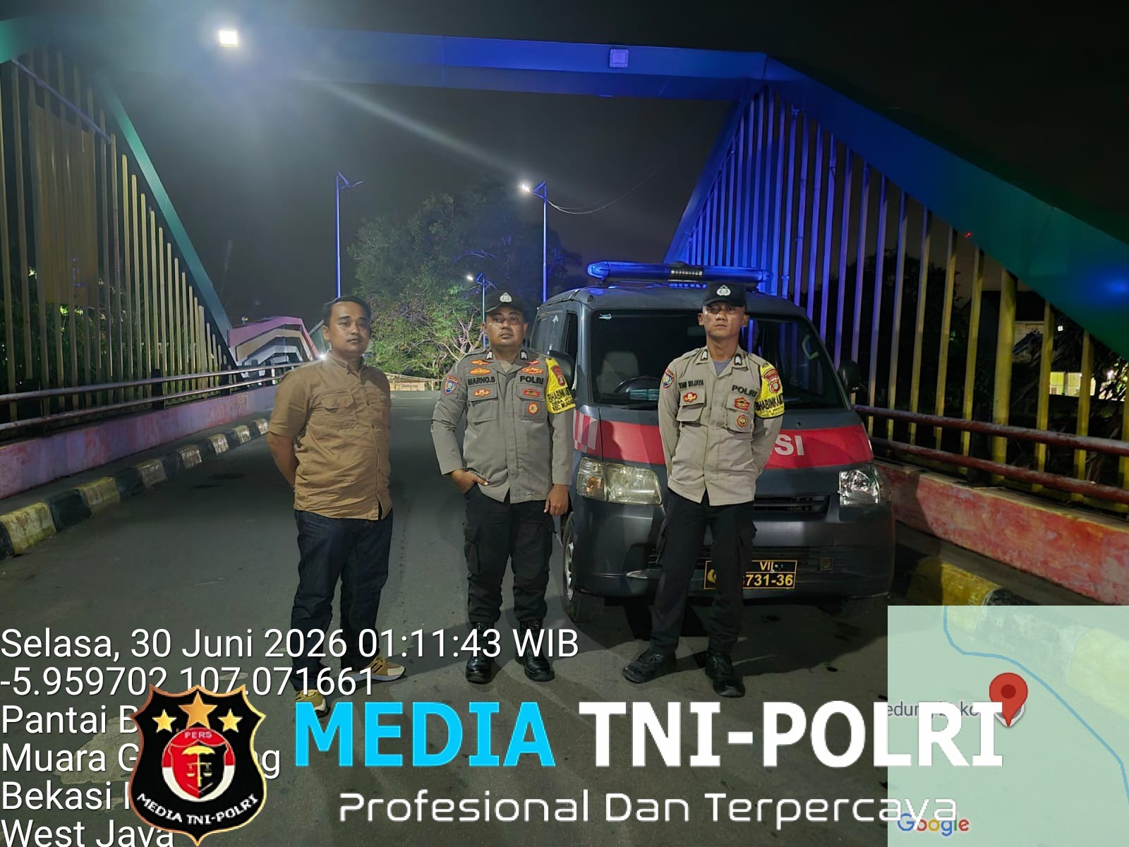 Patroli Biru Polsek Muaragembong Sasar Titik Rawan Kejahatan Jalanan