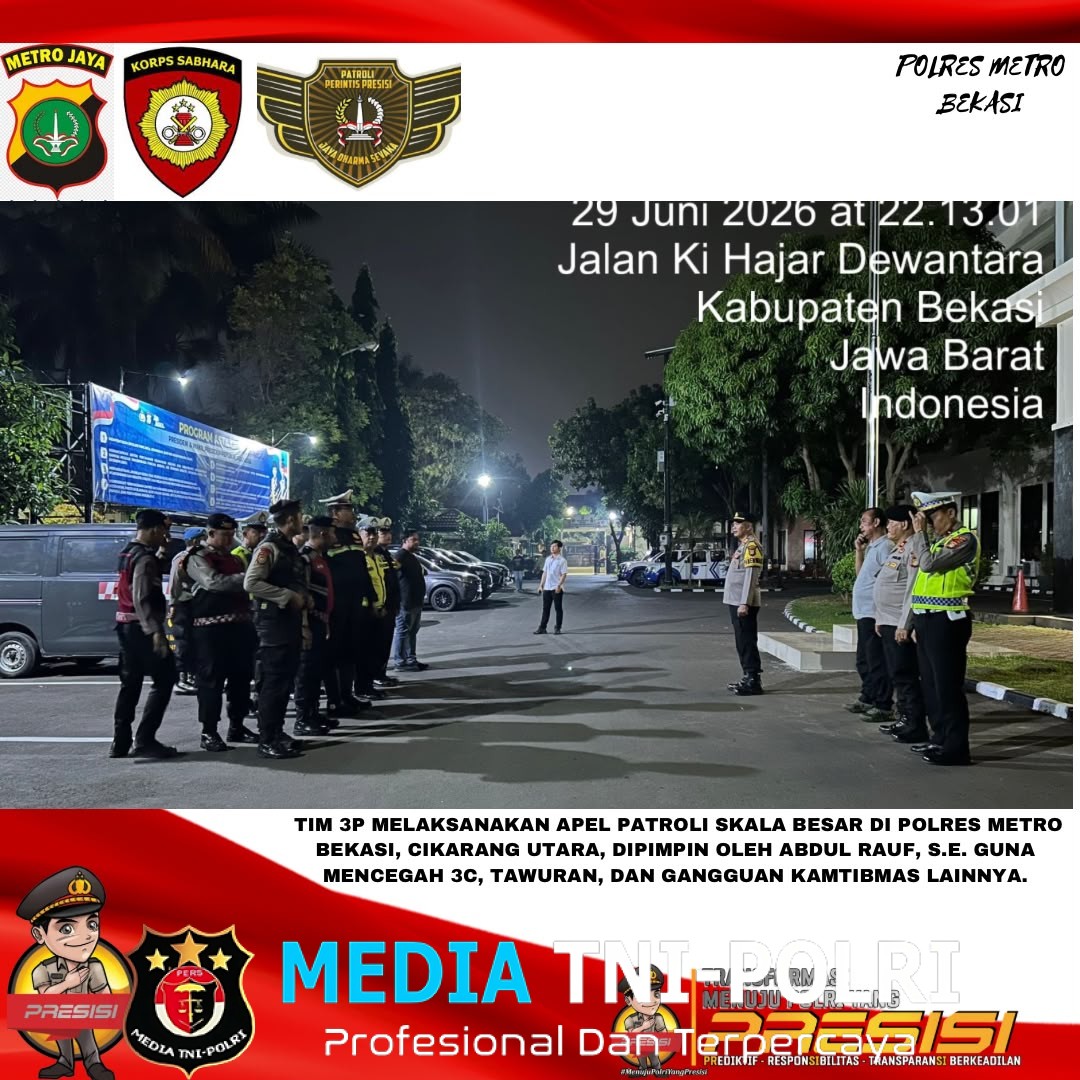 Jaga Jakarta Jaga Bekasi, Patroli Perintis Presisi Sasar Lima Wilayah Rawan Gangguan Kamtibmas