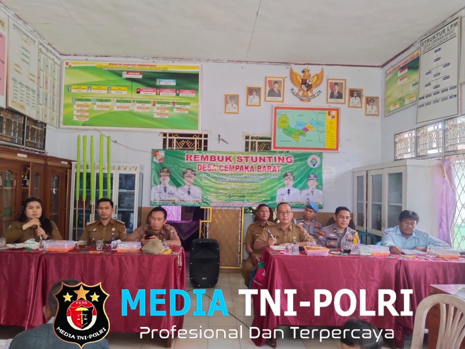 Bhabinkamtibmas Polsek Sungkai Jaya Hadiri Sosialisasi Pencegahan dan Penanganan Stunting di Desa Cempaka Barat