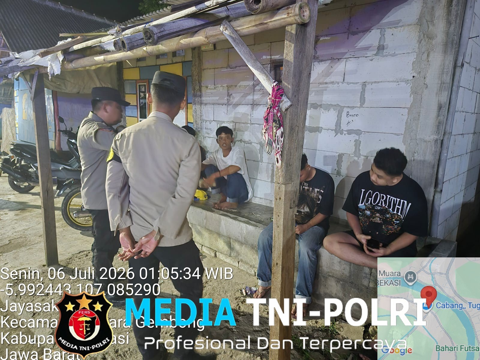 Jaga Jakarta Jaga Bekasi, Polsek Muaragembong Gelar Patroli Biru Antisipasi Tawuran