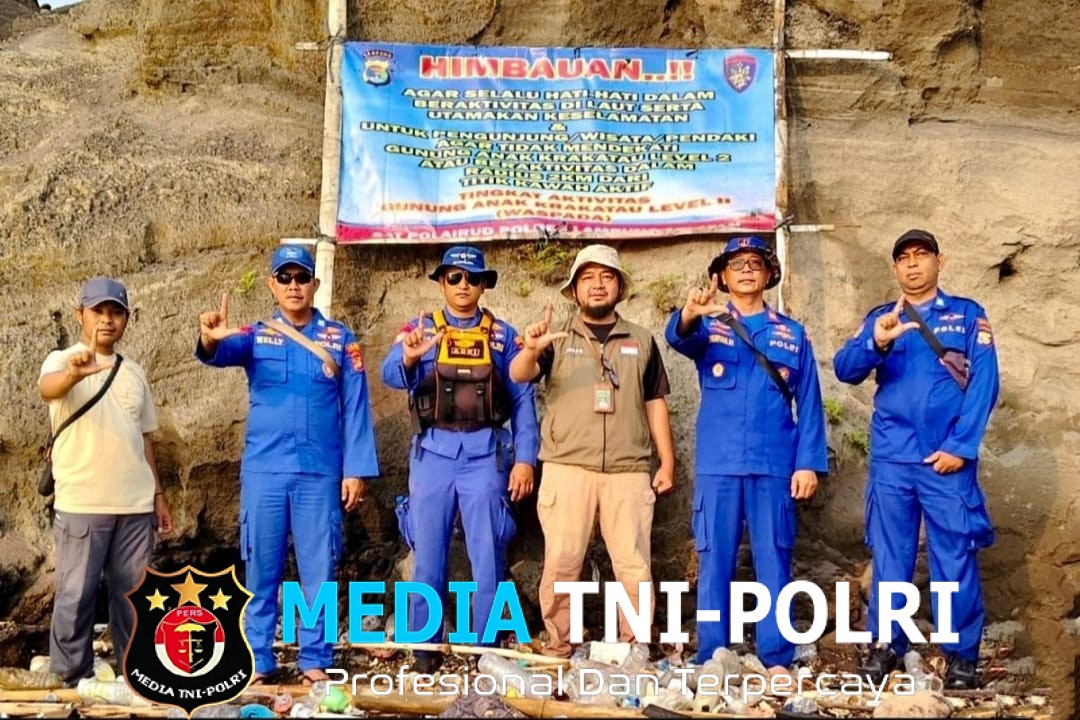 Polda Lampung Pasang Imbauan di Krakatau, Nelayan Diminta Jauhi Kawasan Gunung Anak Krakatau