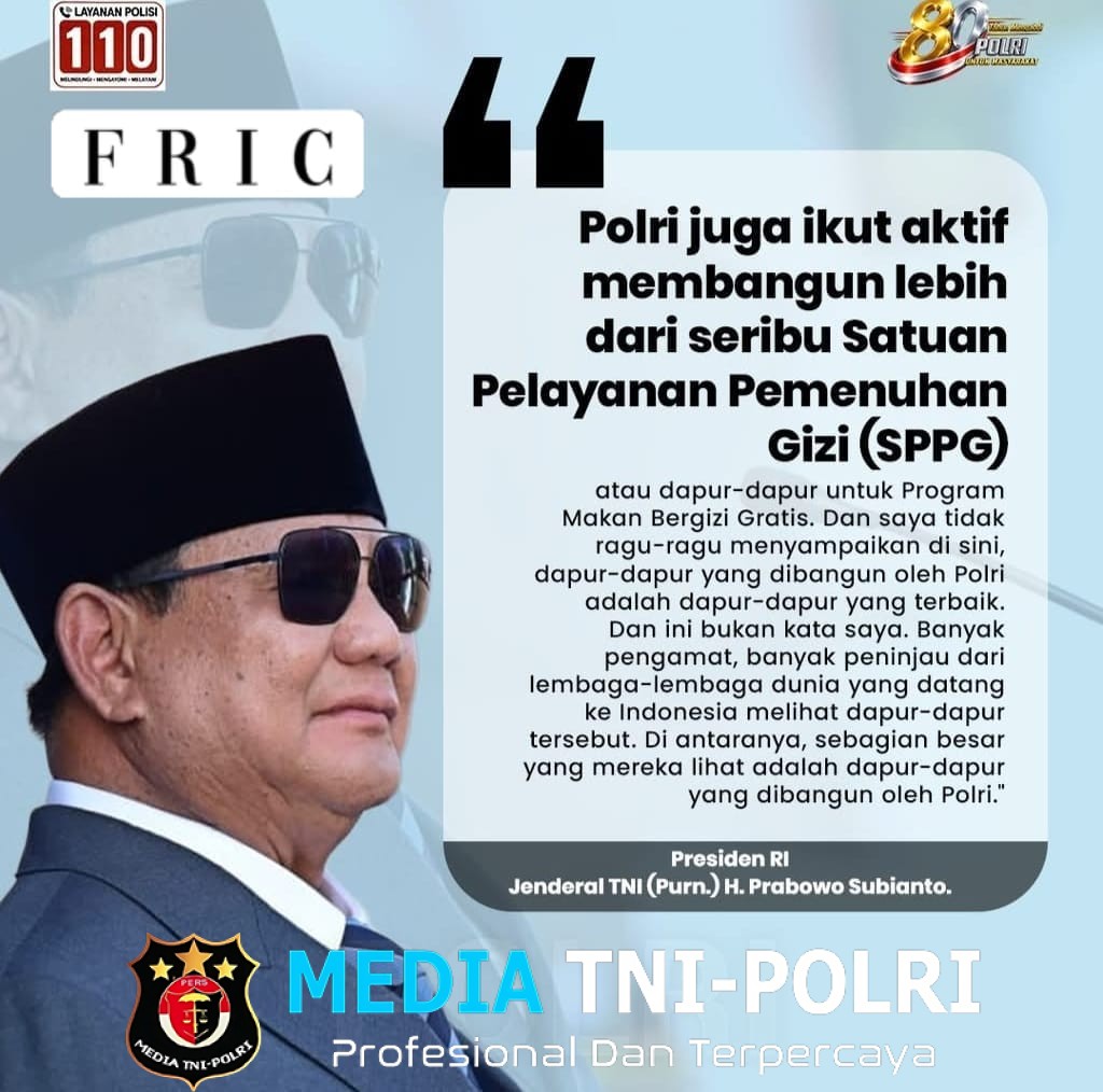 Presiden Prabowo Apresiasi Komitmen Polri Dukung Program MBG, SPPG Polri Dinilai Berkualitas dan Diakui Pengamat Internasional