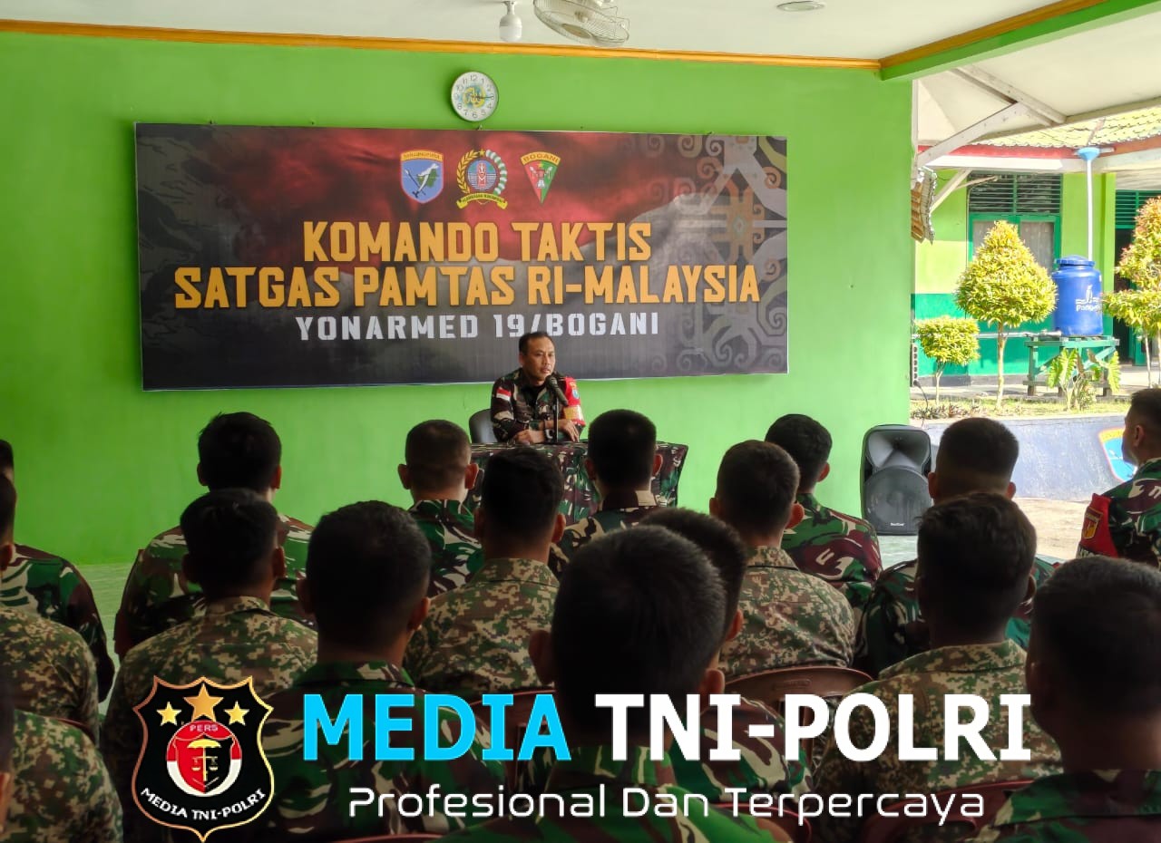 Satgas Pamtas RI-Malaysia Yonarmed 19/Bogani Terima Kunjungan Kerja Danrem 121/ABW, Tingkatkan Moril Prajurit di Perbatasan