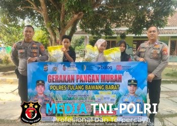 Polsek Lambu Kibang Gelar Gerakan Pangan Murah di Tiyuh Lesung Bhakti Jaya Kecamatan Lambu Kibang
