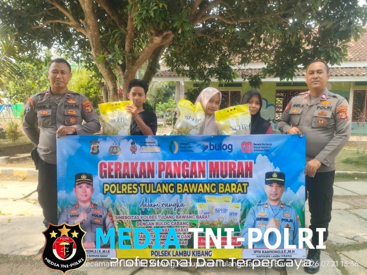 Polsek Lambu Kibang Gelar Gerakan Pangan Murah di Tiyuh Lesung Bhakti Jaya Kecamatan Lambu Kibang