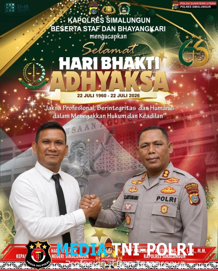 Rawat Soliditas dan Sinergitas Penegakan Hukum Demi Rasa Aman dan Keadilan, Kapolres Simalungun Sampaikan Selamat Hari Bhakti Adhyaksa Ke-66
