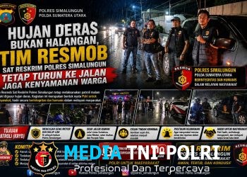 Waspada Cuaca Ekstrem, Unit Resmob Polres Simalungun Imbau Masyarakat Batasi Aktivitas Saat Hujan Deras di Malam Hari