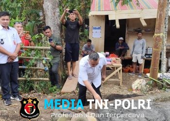 Dorong Terwujudnya Infrastruktur Desa, Danramil 1310-03/Likupang Bersama Forkopimcam Gelar Prosesi Peletakan Batu Pertama Pembangunan Jembatan Perintis Garuda di Desa Kokoleh Satu