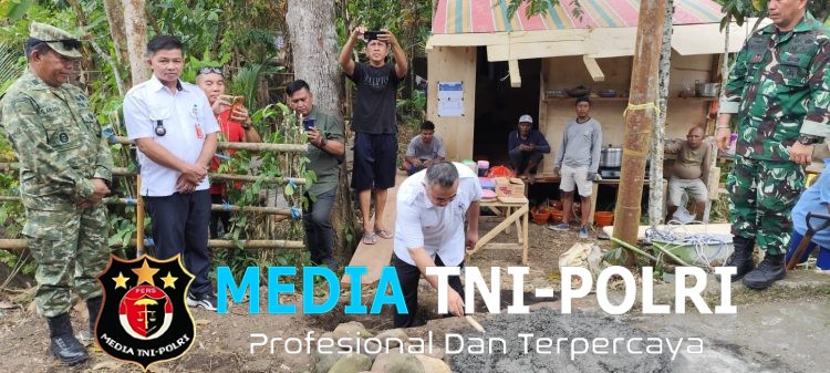 Dorong Terwujudnya Infrastruktur Desa, Danramil 1310-03/Likupang Bersama Forkopimcam Gelar Prosesi Peletakan Batu Pertama Pembangunan Jembatan Perintis Garuda di Desa Kokoleh Satu