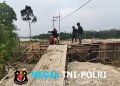 Pembangunan Jembatan Gantung Karya Bakti TNI AD 2026 di Desa Pulau Aro Berjalan Lancar
