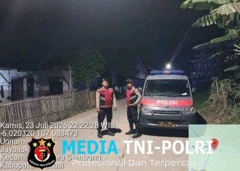 Patroli Biru Jaga Jakarta Jaga Bekasi, Polsek Muaragembong Antisipasi Kejahatan Jalanan