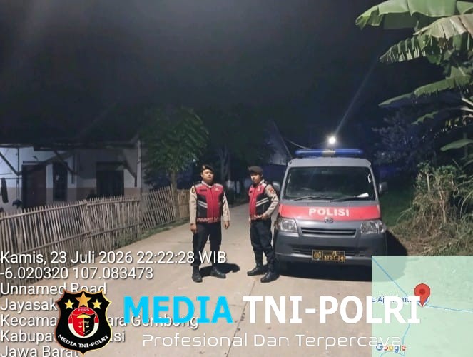 Patroli Biru Jaga Jakarta Jaga Bekasi, Polsek Muaragembong Antisipasi Kejahatan Jalanan