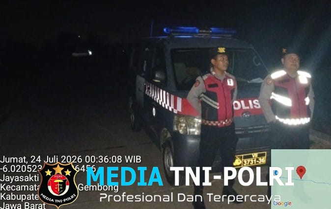 Patroli Biru Jaga Jakarta Jaga Bekasi, Polsek Muaragembong Cegah Kejahatan Jalanan