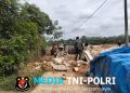 Semangat Gotong Royong Tak Pernah Padam, Pembangunan Jembatan Gantung Karya Bakti TNI AD di Desa Pulau Aro Terus Berlanjut