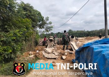 Semangat Gotong Royong Tak Pernah Padam, Pembangunan Jembatan Gantung Karya Bakti TNI AD di Desa Pulau Aro Terus Berlanjut