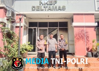 Polsek Cikarang Pusat Hadir dalam Minggu Kasih, Pastikan Ibadah Jemaat Deltamas Berjalan Nyaman