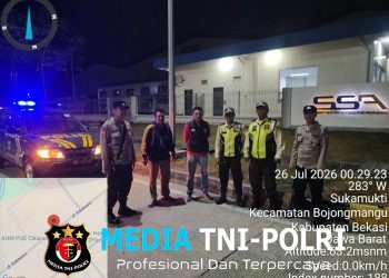 Jaga Jakarta Jaga Bekasi, Patroli Biru Polsek Bojongmangu Perkuat Pengamanan Kawasan Industri