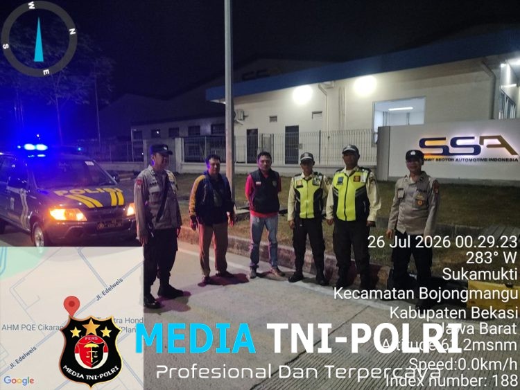 Jaga Jakarta Jaga Bekasi, Patroli Biru Polsek Bojongmangu Perkuat Pengamanan Kawasan Industri