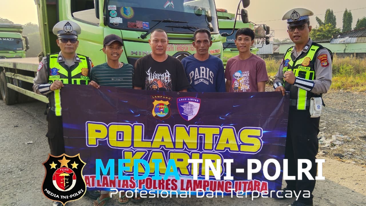 Satlantas Polres Lampung Utara Gelar “Polantas Karib”, Edukasi Keselamatan untuk Ojol dan Pengemudi Truk