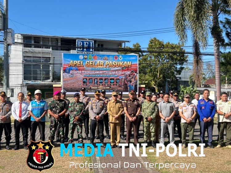 Perkuat Sinergi Hadapi Fenomena El Nino, Kasdim 1310/Bitung Hadiri Pada Apel Gelar Pasukan Penanggulangan Bencana di Polres Bitung