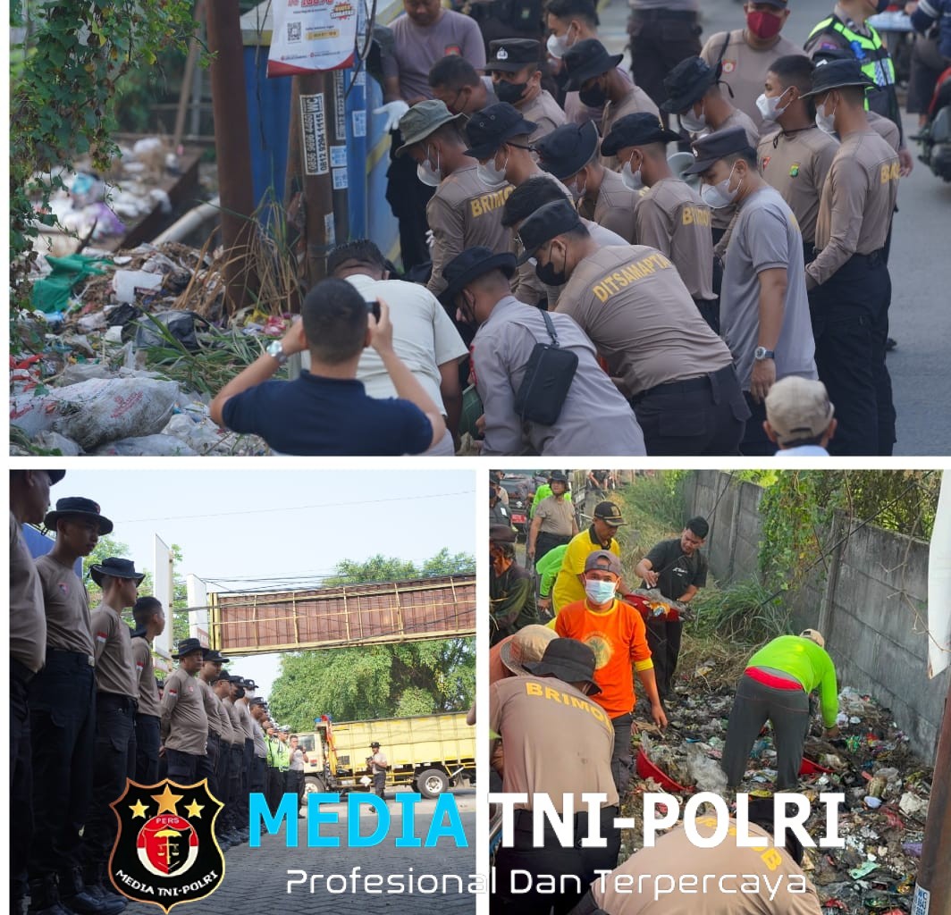 Sambut HUT RI ke-81, Polres Metro Bekasi Gelar Kerja Bakti Bersama Warga di Cikarang Utara
