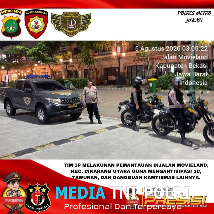 Patroli Perintis Presisi Polres Metro Bekasi Sisir Cikarang Utara dan Cikarang Timur Antisipasi Gangguan Kamtibmas