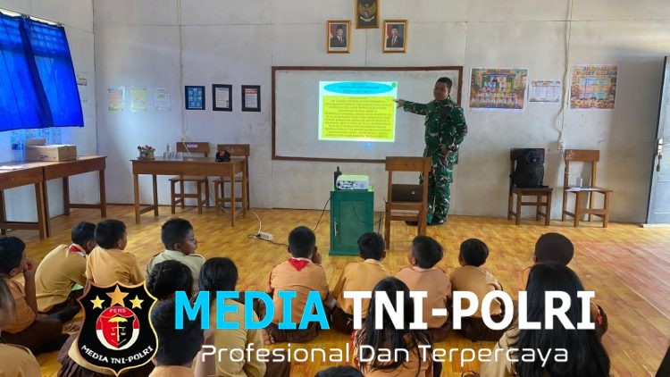 Tanamkan Cinta Tanah Air Sejak Dini, Pos Kantuk Asam Satgas Yonarmed 13/Nanggala Berikan Pembekalan Wasbang di SD Tunas Sejahtera Sungai Biru
