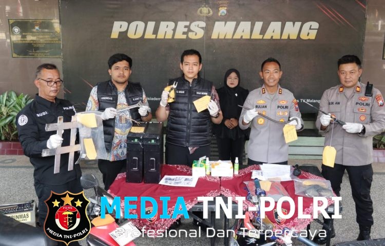 Polres Malang Bongkar Komplotan Pencuri Baterai Tower, 17 TKP Terungkap Kerugian Capai Rp 432 Juta