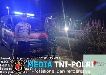 Patroli Biru Polsek Muaragembong Bersama TNI, Antisipasi 3C dan Tawuran