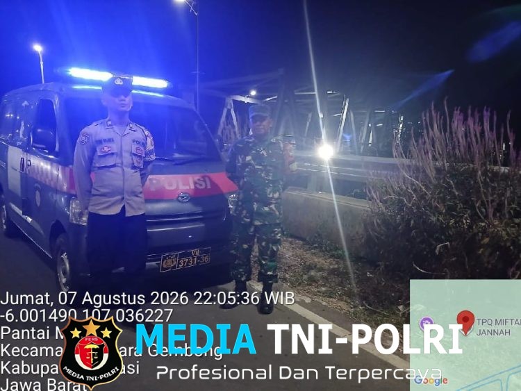 Patroli Biru Polsek Muaragembong Bersama TNI, Antisipasi 3C dan Tawuran