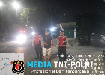Jaga Jakarta Jaga Bekasi, Patko 302 Polsek Cikarang Utara Patroli Titik Rawan pada Dini Hari