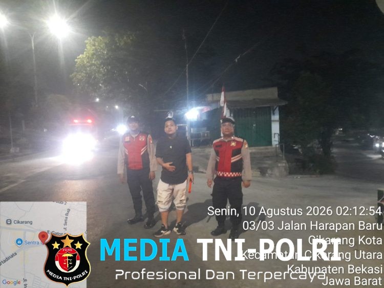 Jaga Jakarta Jaga Bekasi, Patko 302 Polsek Cikarang Utara Patroli Titik Rawan pada Dini Hari
