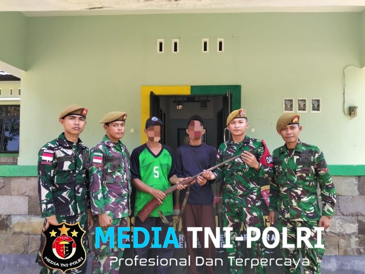Satgas Pamtas RI Malaysia Yonarmed 19/Bogani Amankan Senjata Api Rakitan dari Warga di Perbatasan