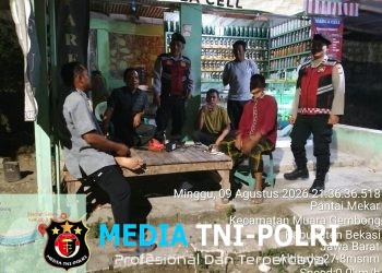 Jaga Jakarta Jaga Bekasi, Patroli Biru Polsek Muaragembong Ajak Warga Jaga Kondusifitas Jelang Pilkades