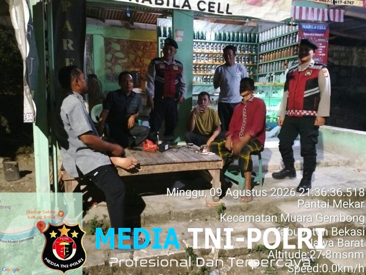 Jaga Jakarta Jaga Bekasi, Patroli Biru Polsek Muaragembong Ajak Warga Jaga Kondusifitas Jelang Pilkades