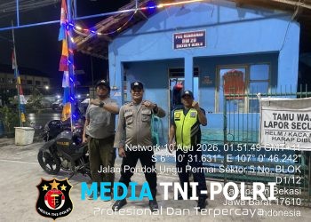 Jaga Jakarta Jaga Bekasi, Patroli Polsubsektor PUP Babelan Antisipasi 3C dan Tawuran di Kelurahan Bahagia