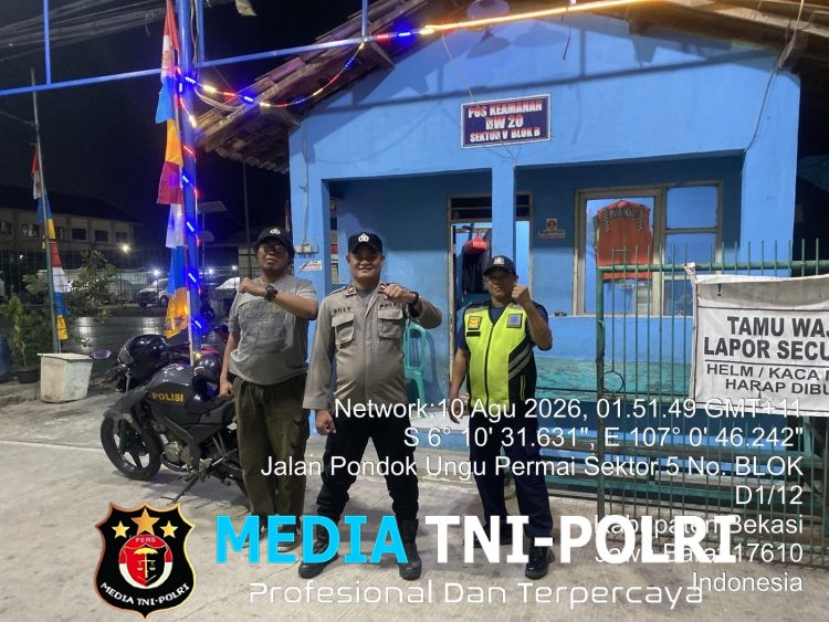 Jaga Jakarta Jaga Bekasi, Patroli Polsubsektor PUP Babelan Antisipasi 3C dan Tawuran di Kelurahan Bahagia